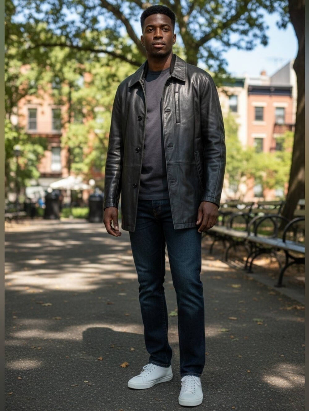 Cole Haan Men's Black Leather Jacket W/ Thermopro Removable Vest